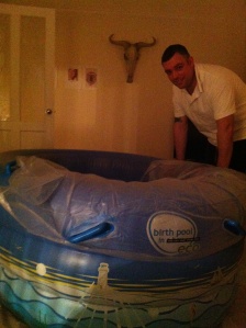 Gary setting up the birthing pool, that never got used!